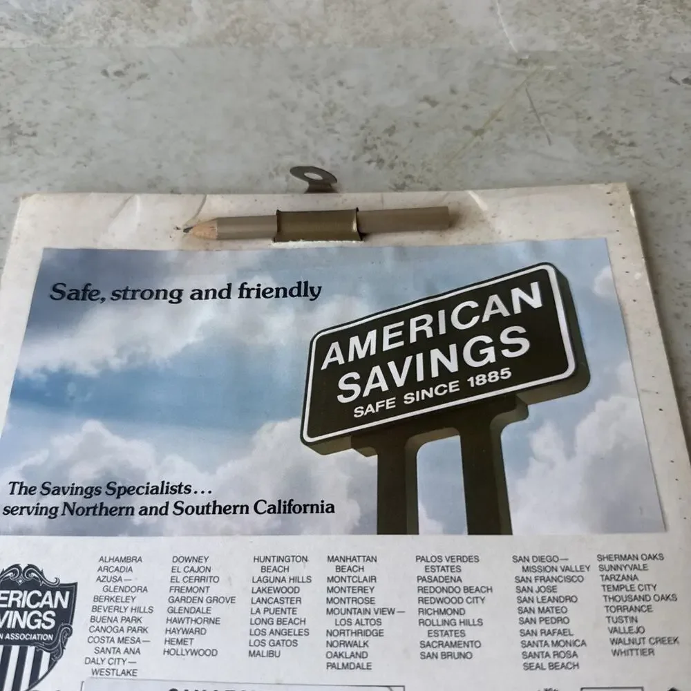 Vintage Advertising Calendar AMERICAN SAVINGS BANK / CALIFORNIA 1979 11” X 8”